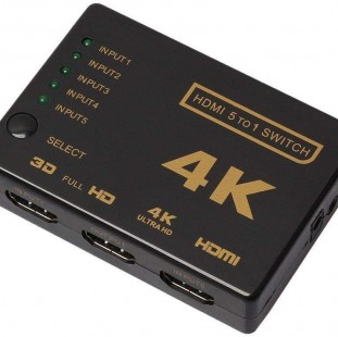 موزع HDMI 5 في 1 من ستار بـ5 منافذ مع جهاز تحكم عن بعد لاسلكي بالاشعة تحت الحمراء، يدعم كامل ثلاثي الابعاد 4 كيه × 2 كيه لتلفزيون HD/ DVD/ STB/ الكمبيوتر
