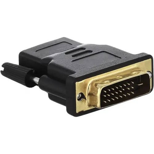 محول فيديو HDMI انثى الى DVI-D ذكر مطلي بالذهب-اسود، عدد المنافذ: 2
