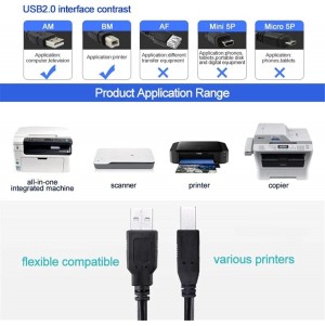 كابل طابعة z1016 USB 2.0 ذكر الى للماسح الضوئي والطابعة اتش بي وكانون وديل وابسون وليكسمارك وزيروكس وسامسونج وغيرها 1.5 متر من زونيك - اسود